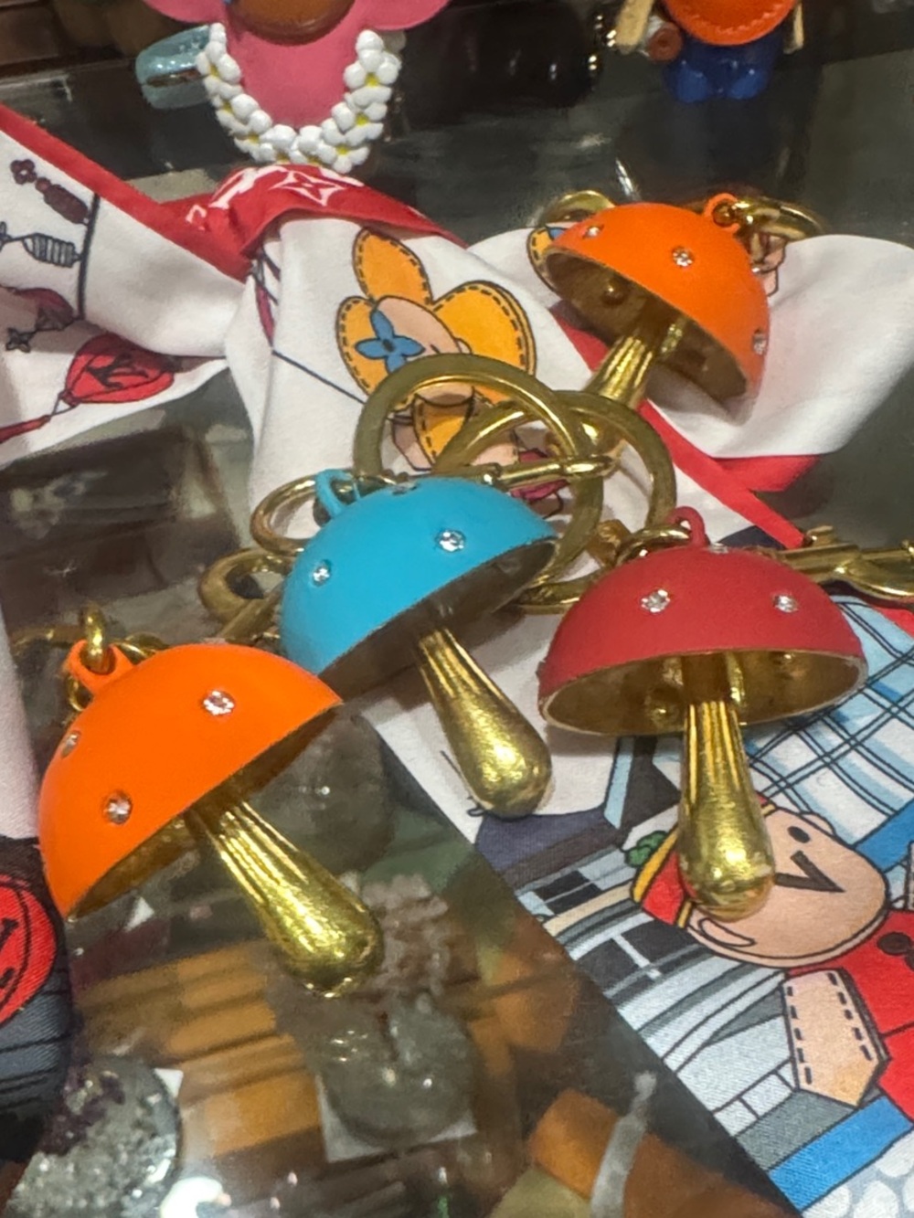 Mushroom Keychain Bag Charm - Blue, Orange, Red price for each